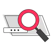An illustration of a magnifying glass searching